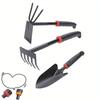 3Pcs Garden Hand Tool Set - Wide Shovel Hand Cultivator Rake, Double-Side Tiller Plant Tools - For Digging Transplanting Weeding