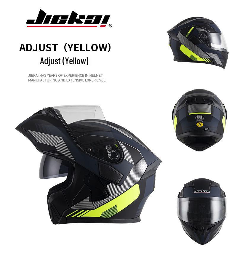 Jiekai Full-Face Flip-Up Motorcycle Helmet for Men & Women - Winter Electric Vehicle Safety Helmet
