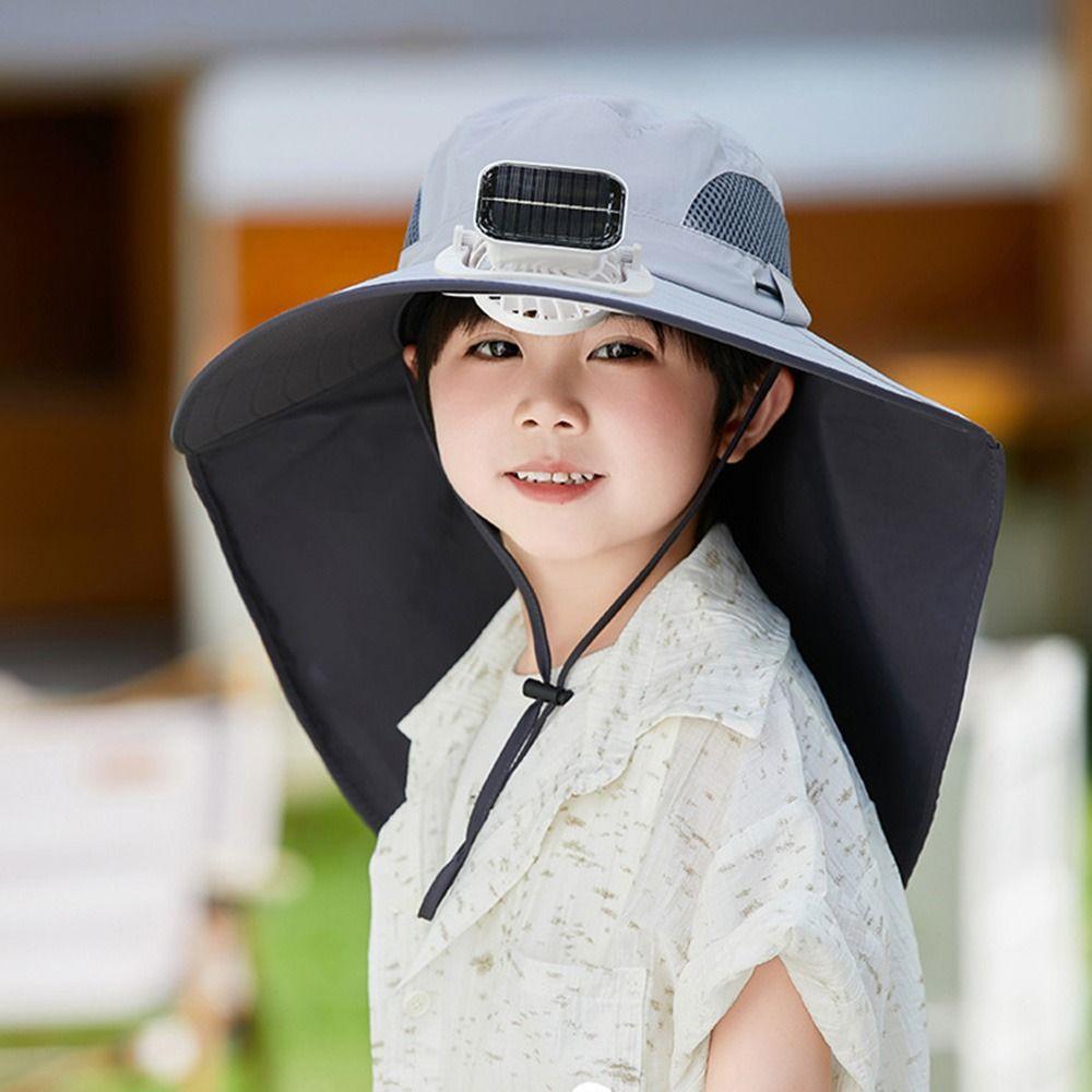 USB Charging Children's Solar Fan Hat Waterproof Sunshade Fan Cap Portable Summer Cooling Hat Boys