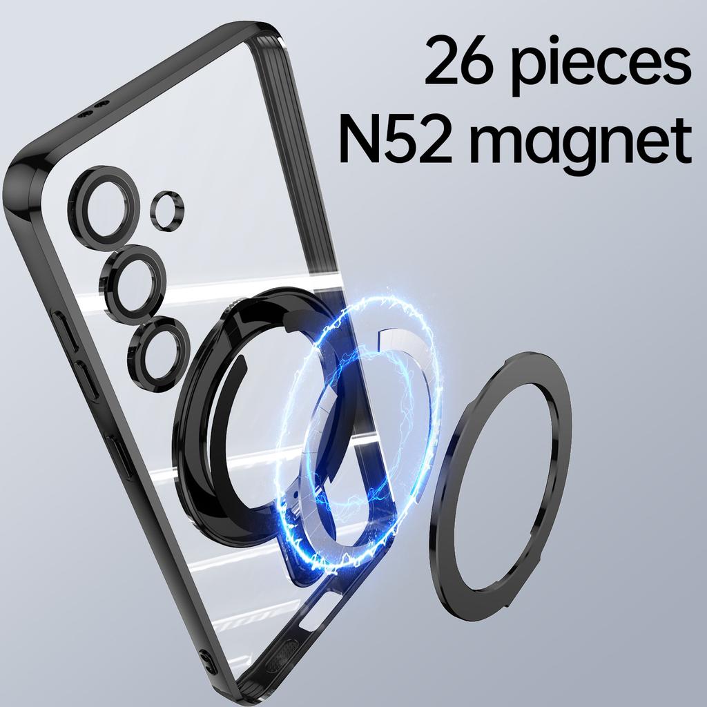Applicable to Samsung S26Ultra mobile phone case transparent electroplated magnetic suction bracket s25edge anti-drop protective case