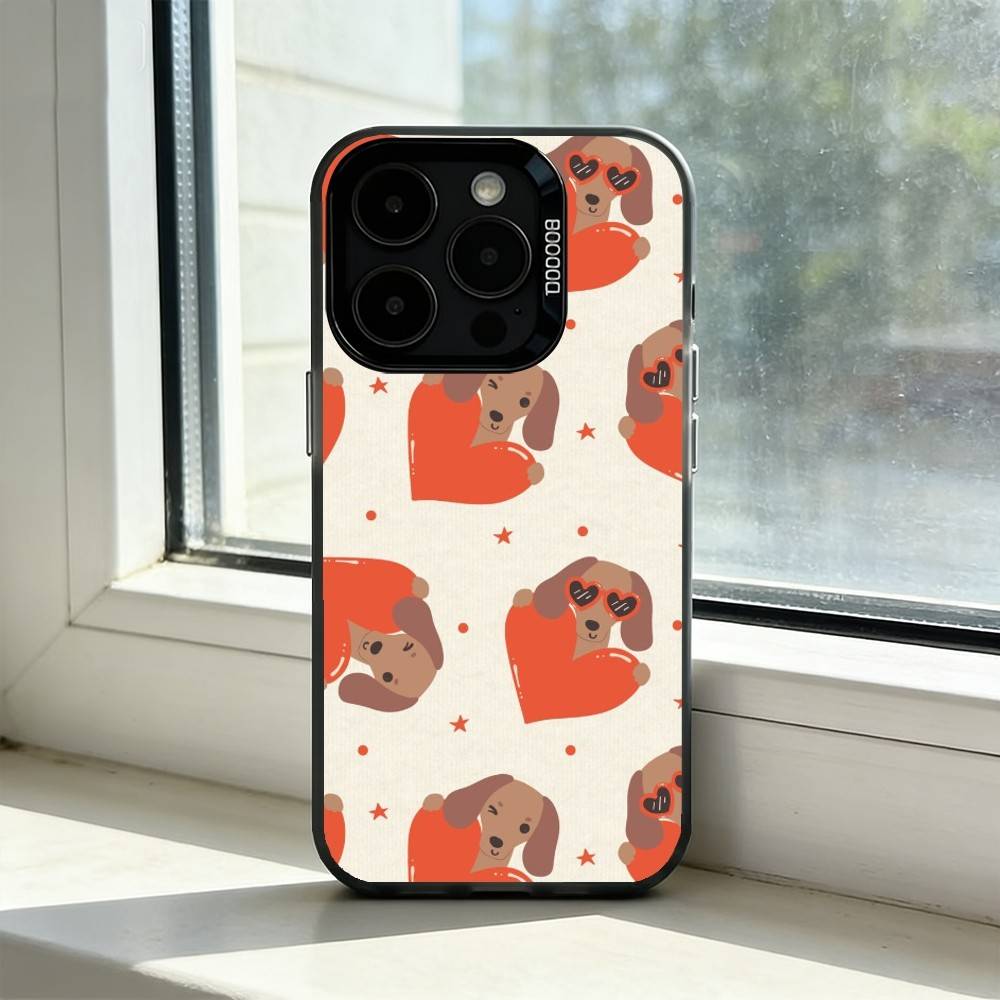 Cute Dachshund Sausage D-Dog Phone Case For iPhone 17,16,15,14,13,12,11 Plus,Pro Max,XS,Colored Silver Plated Inside Cover