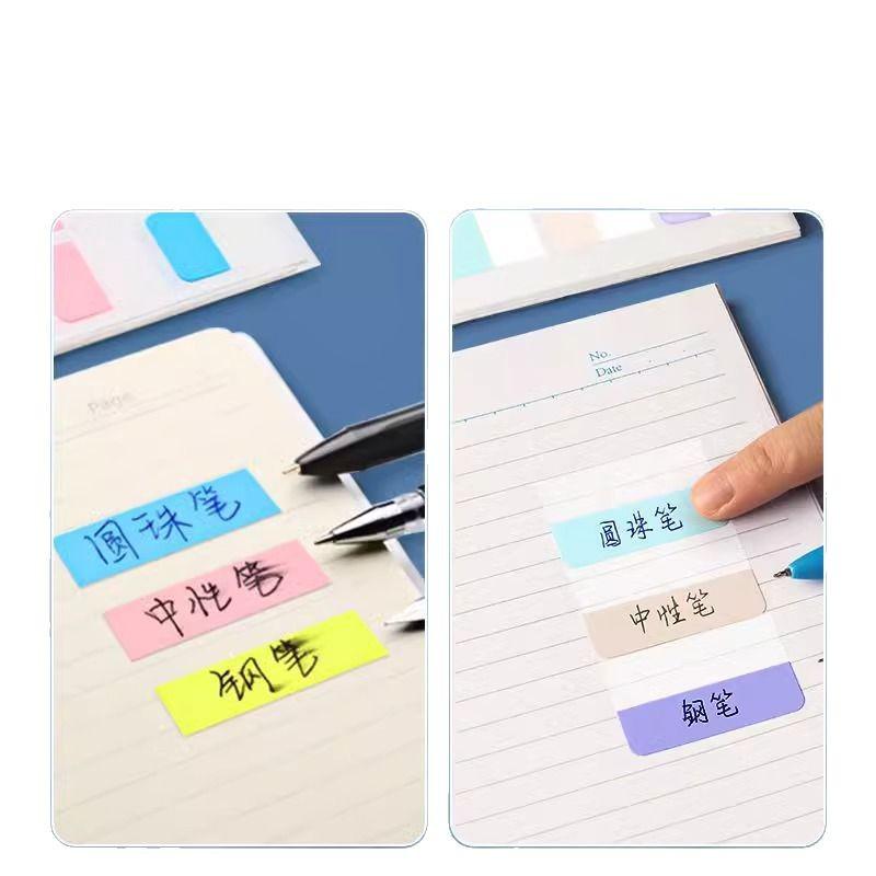 Morandi Color Transparent Sticky Note Strips - Writable Index Tab Labels for Students