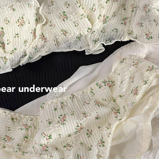 Pure desire wind sweet floral triangle cup comfortable underwear women s suit thin cup small chest not empty cup no steel ring bra 32/70AB