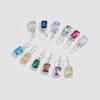 12 Birthstone Colored Zircon Square Pendant Necklace, S925 Sterling Silver, European & American Style