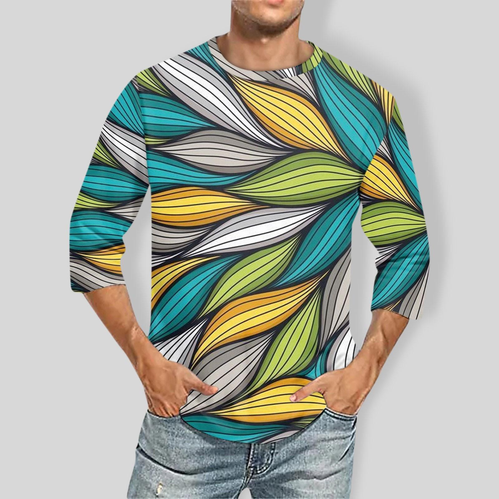 

Мужская повседневная модная футболка с круглым вырезом и рукавом три четверти XL жёлтый