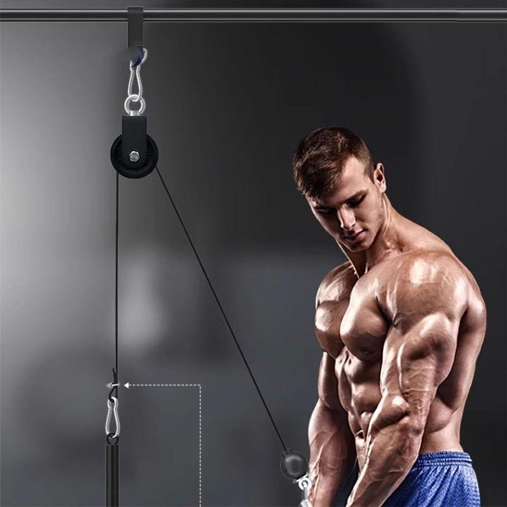 8Pcs Adjustable Pulley Cable Set Corded Exercise Gym Hose  Muscle Training