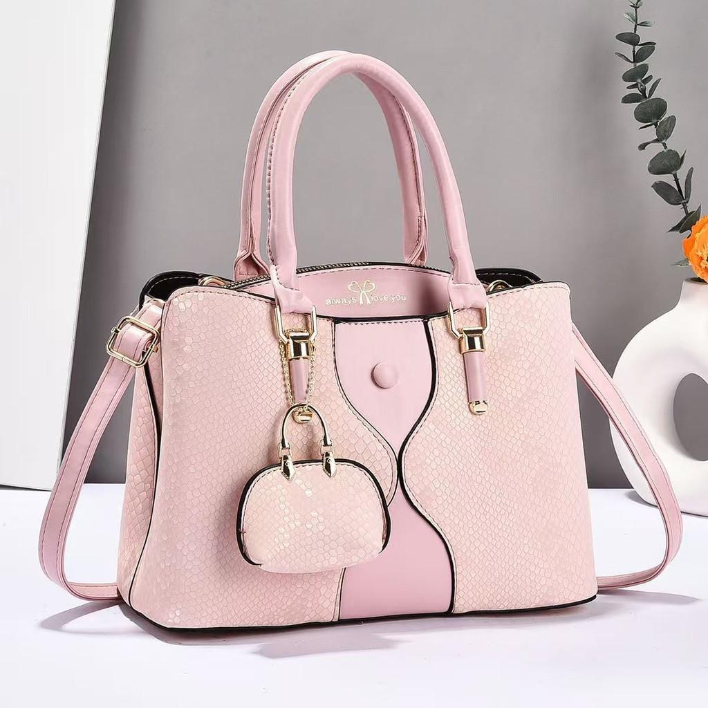Fashion Splicing Design Shiny Snake Pattern Women Handbag With Pendant Small Bag For Daily Use