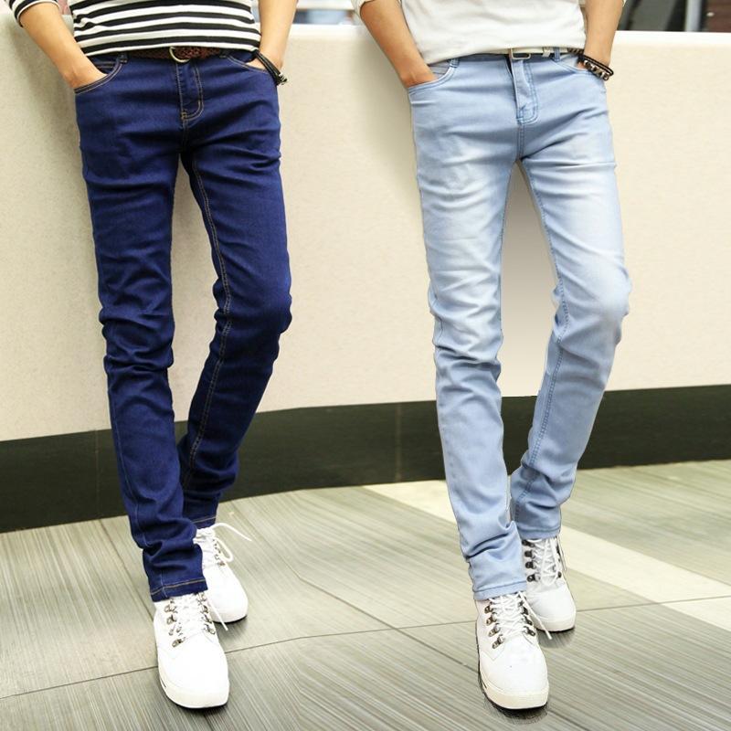 Autumn and Winter New Pure Black Slim-fitting Pants Classic Teen Elastic Jeans Men's Pencil Pants