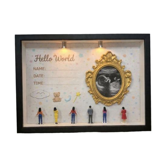 

Набор «Сделай сам» Мини-музей Силуэтная коробка с подсветкой Рамка для фото с мини-золотыми рамками Фигурки Памятный сувенир для новорожденного ребенка B