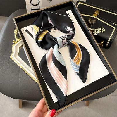 New Fashion Luxury Silk Scarf Bandana Women Hair Bands Square Scarves Neck Tie Bag Scarfs Satin Lady Wrap Headband