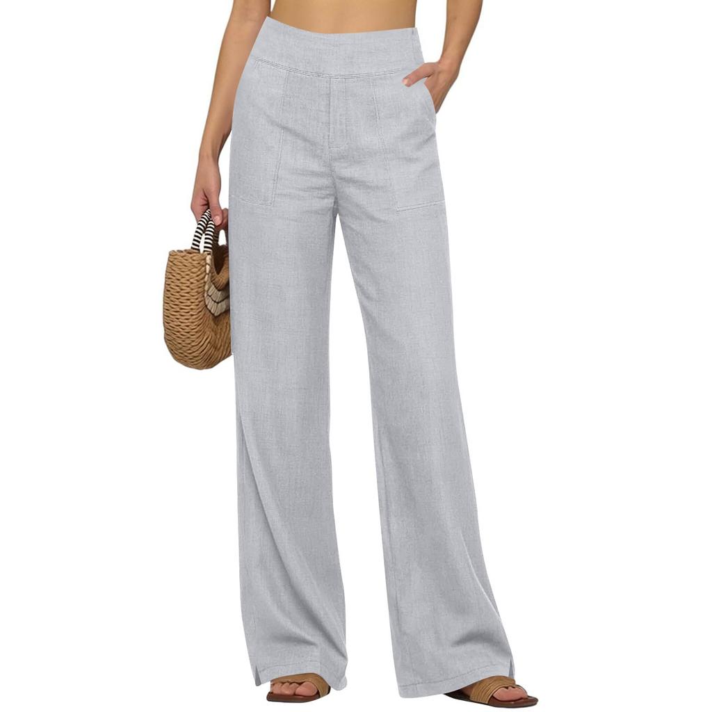 Women's Casual And Fashionable Color Loose Pants With Pocketes