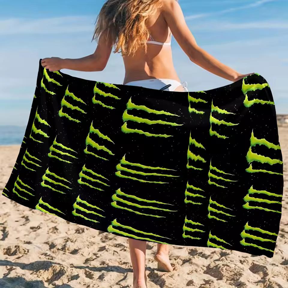 M-Monster-s E-Energy-s Muster Strandtuch Cartoon Schnelltrocknend Mikrofaser Badetuch zum Schwimmen Surfen Camping Unisex Urlaub