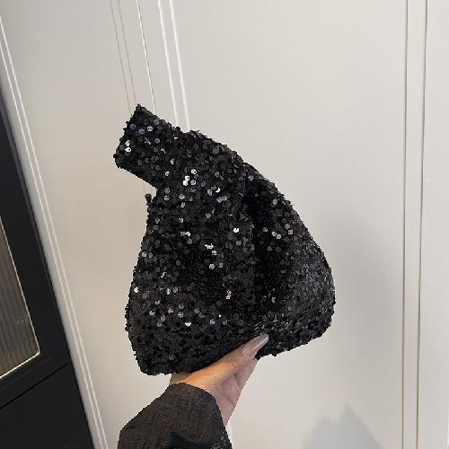 

Fashion Retro Sequins Hobo Handbag Shiny Bucket Elegant Evening Clutch Bag for Wedding Party Exquisite Small Tote Female Purse
