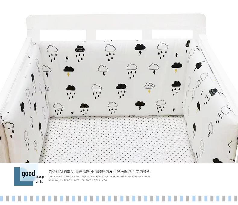 Cotton Baby Anti-Collision Crib Bumper Pad - Removable & Washable, Anti-Pinch Design for Newborns