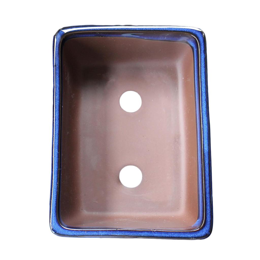 Umekichi Bonsai Bonsai Sea Cucumber Yokkaichi Banko Miscellaneous Compact Supplies, 4.5-inch Pot, Nade-kaku, Blue, Glaze, Ware, Shallow, Rectangular,