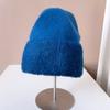 Circle yarn rabbit hair knitted wool hat female autumn and winter show a small face, keep warm and cold, ear protection, pullover hat, fluffy hat
