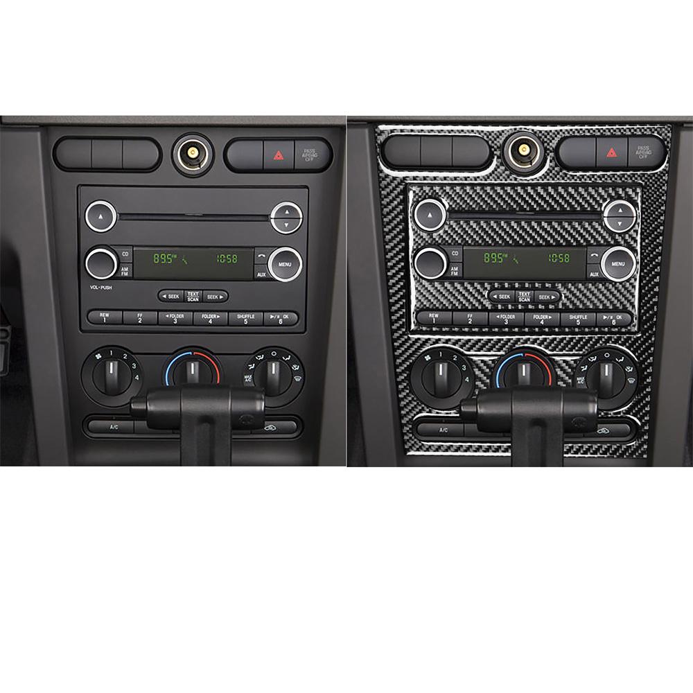 Carbon Fiber Console Radio Control Panel Cover Trim For Ford Mustang 2005-2009
