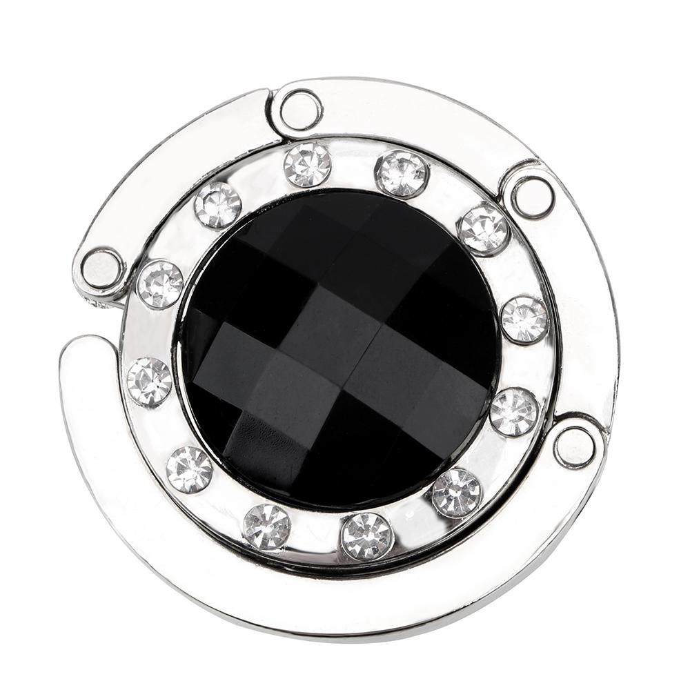 Foldable Hangbag Hook Crystal Alloy Round Shape Table Hook Desk Hanger Purse Bag Hook Holder for Hanging