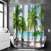 Summer Beach Coconut Trees Bathroom Landscape Shower Curtain Waterproof With 12 Hooks Home Deco Free Ship