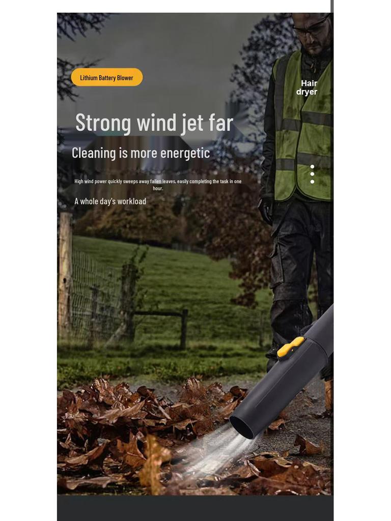 Portable Adjustable Speed Brushless Leaf Blower with High-Power Storm Mode and Rechargeable Lithium Battery.