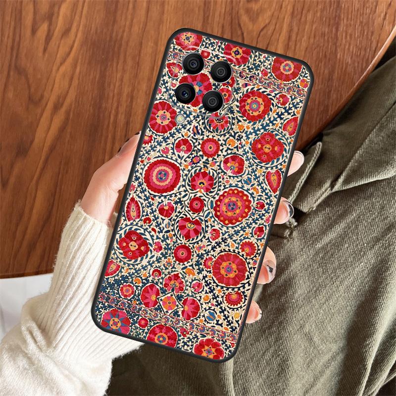 Persian Carpet Floral Pattern Case For Samsung Galaxy M13 M33 M53 M15 M35 M55 M06 M16 M36 M56 M31 M12 M32 M52 M14 M34 M54