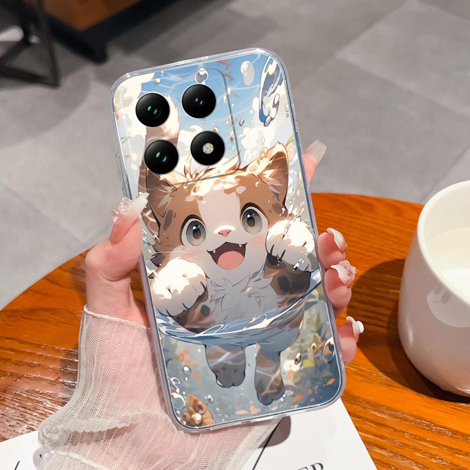 Case For Xiaomi 15T 15T Pro Adorable Astronaut Cat Anti-Fingerprint Fashion Transparent Housing For xiaomi15t 15tpro Protector