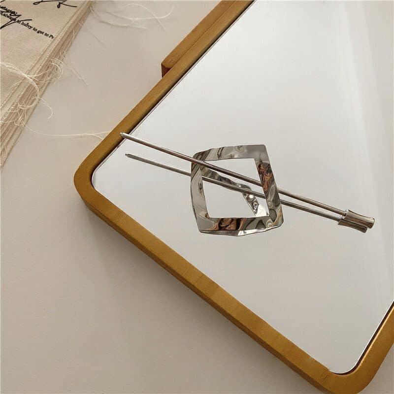 NAKANOYA Majeste Metal Alloy Hair Stick Pin Geometric Square Shiny AMMJ3 (11:SL:Silver)