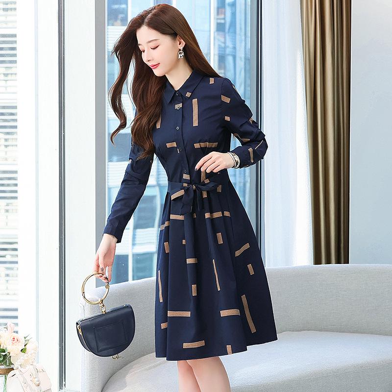 2026 Autumn New Arrival: Stylish Waist-Cinching Slimming Mid-Length Shirt Dress for Women