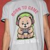 Born To Game Forced To Work Gamer Bear T-Shirt | Cute Gaming Graphic Tee | Video Game Lover | Unisex Gift for Gamers