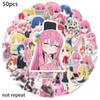 50pcs Bocchi The Rock Waterproof Reusable Adhesive Graffiti Stickers Decorate Luggage/trolley Cases
