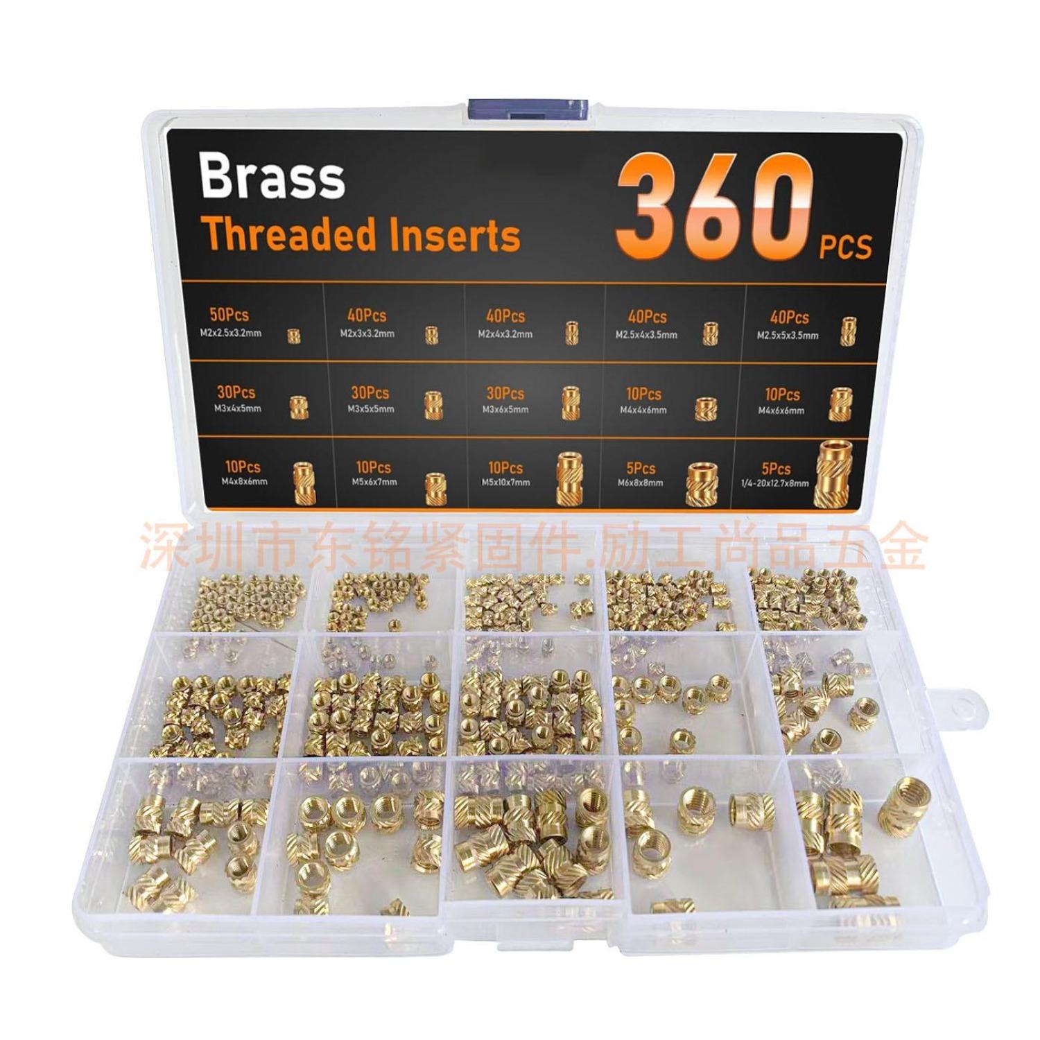 

Набор медных гаек с двойной накаткой, 360 шт., латунь, туба, термоплавкая медная гайка, литье под давлением, коробка с гайками из чистой меди 360pcs