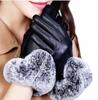 Women's Leather Gloves with Rabbit Fur M