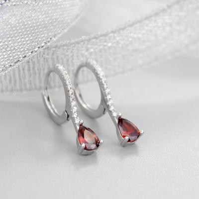 S925 Sterling Silver Jacinth Ear Clip Women's Refined Stylish and Versatile Stud Earrings Sweet Zircon Earrings Jewelry Anti-Allergy