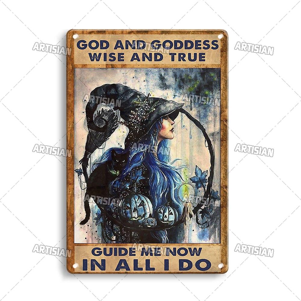 Artisian Halloween Metal Plaque Witches Tin Sign Girl Decorative Plate Wall Decor Garage Bar Pub Club Hotel Kitchen Home