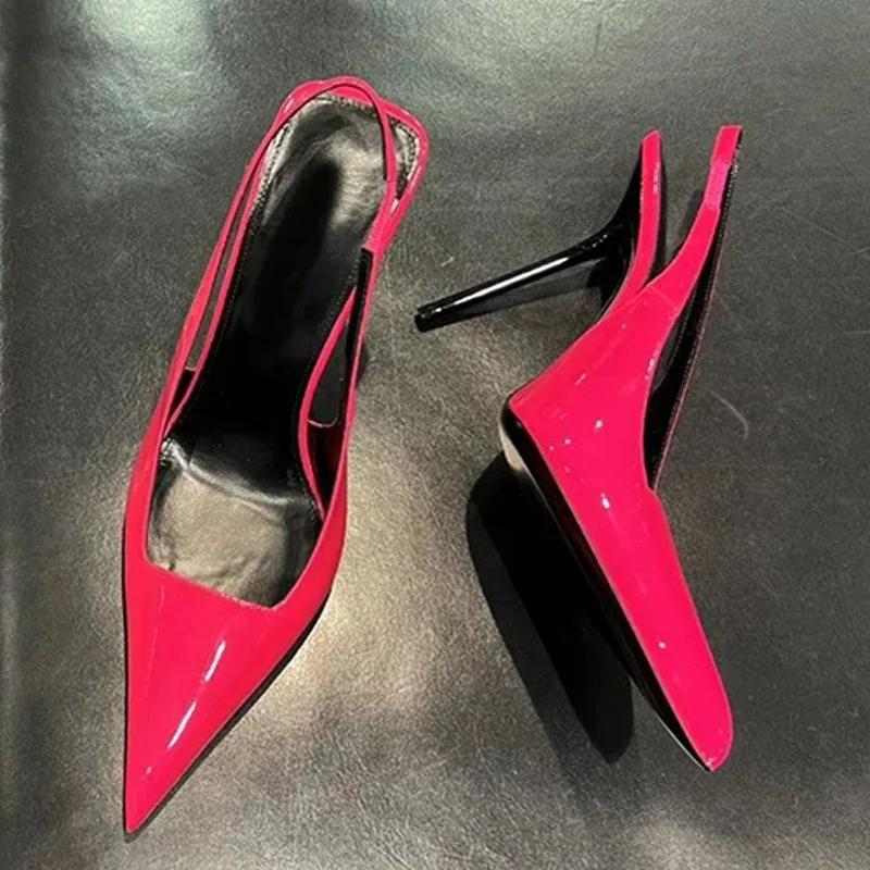 Sexy Slingbacks Woman Pumps Sandals Street Style Elegant Pointed Toe Thin High Heels Stripper Party Ladies Shoes