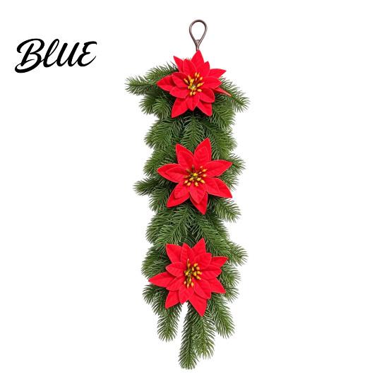 Winter Seasonal Wall Mantel Ornament Artificial Door Christmas Vine Hanging European Wreath Garland with Plastic