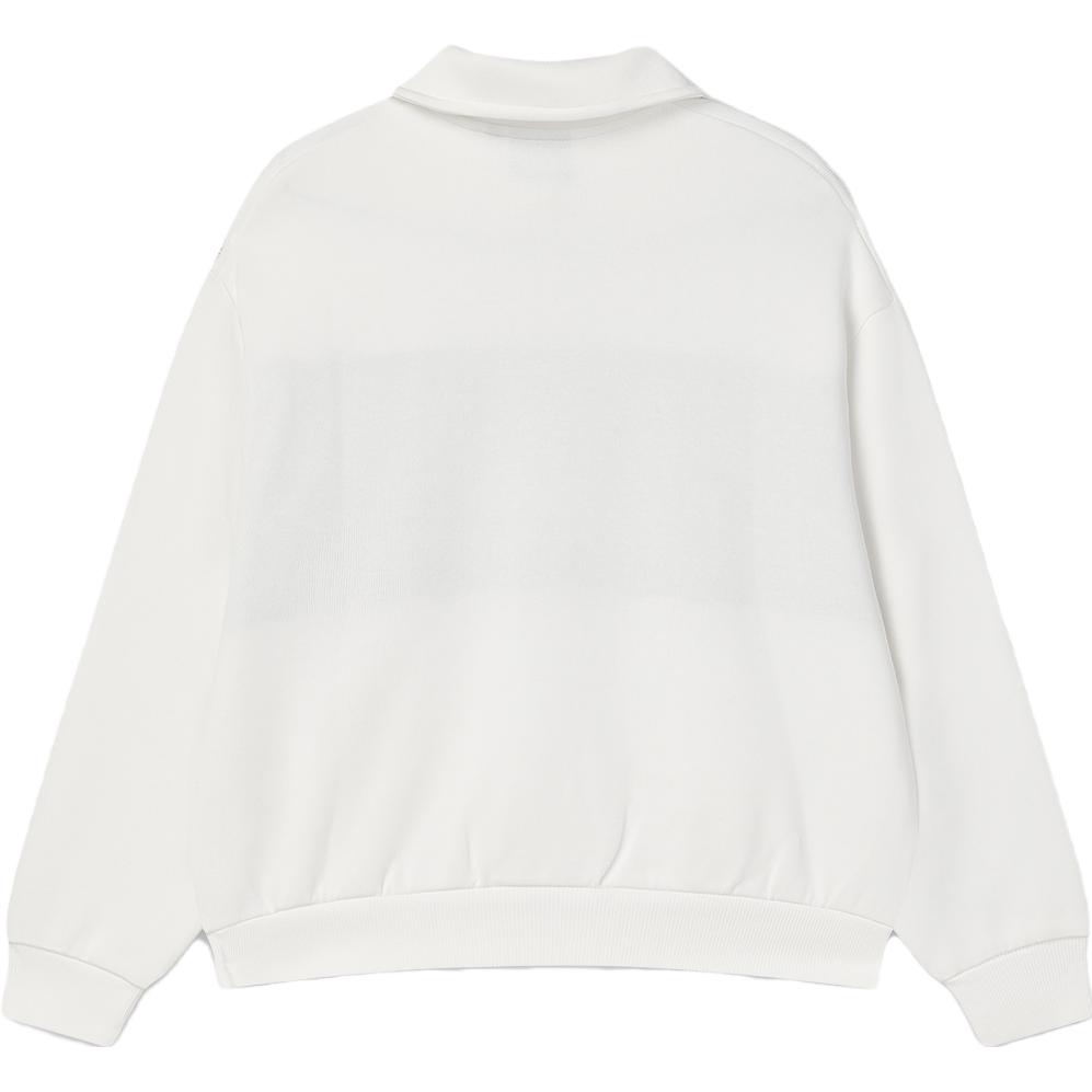 Fila Fashionable Loose Color Block Polo Long Sleeve Knit Top Men Tops Cloud-Mushroom-White F11W349208FWT