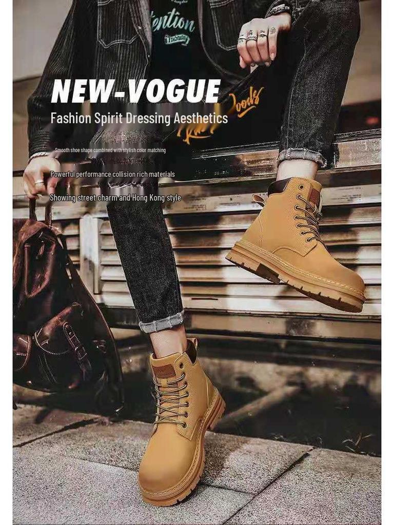 Extra velké pánské retro kožené martensky v britském stylu, velikost 48, vysoké pracovní boty