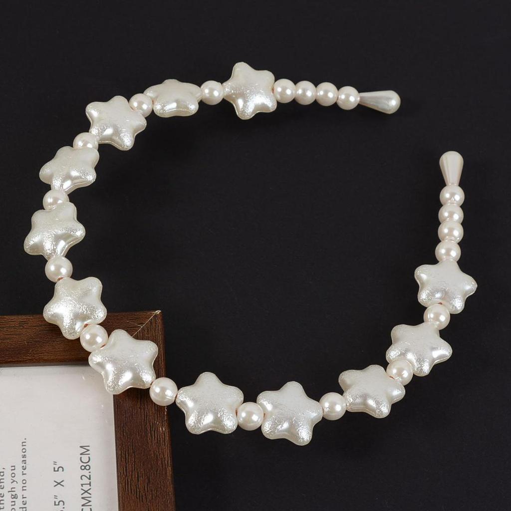Handwoven Faux Pearl Headband & Bow Hair Clip Set for Brides
