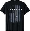 On Back Grunge American Flag and Cross Faith Family Freedom T-Shirt