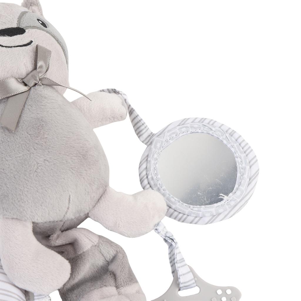 Baby Crib Hanging Rattles Toy Soft Cute Cartoon Animal Clip On Stroller Toy Plush for Infant Gray