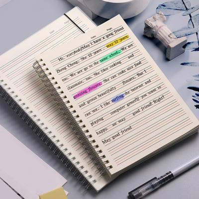 Quaderno inglese A5/B5 Rilegatura a doppio filo 80 fogli Protezione per gli occhi Carta beige Quaderno di scrittura inglese Materiale scolastico per studenti di cancelleria