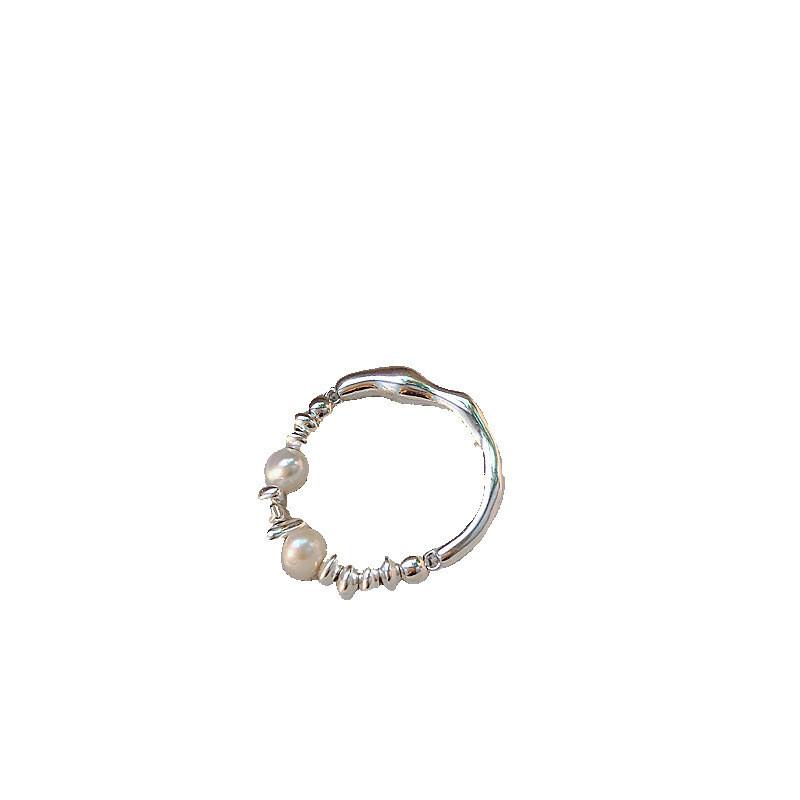 Stylish Summer 2023 Copper Ring With Natural Pearl Unique Geometric Fashion For Women