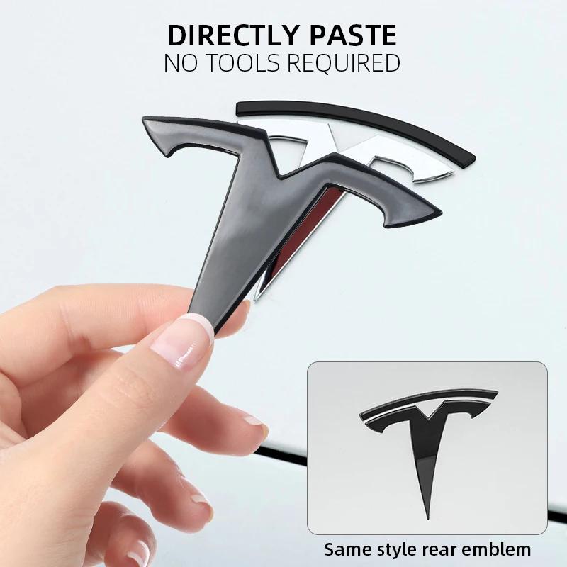 For Tesla Model 3 Mode Y Zinc Alloy Car Front Hood Logo Sticker Styling Auto Body Rear Trunk Emblem with Radian Accessories