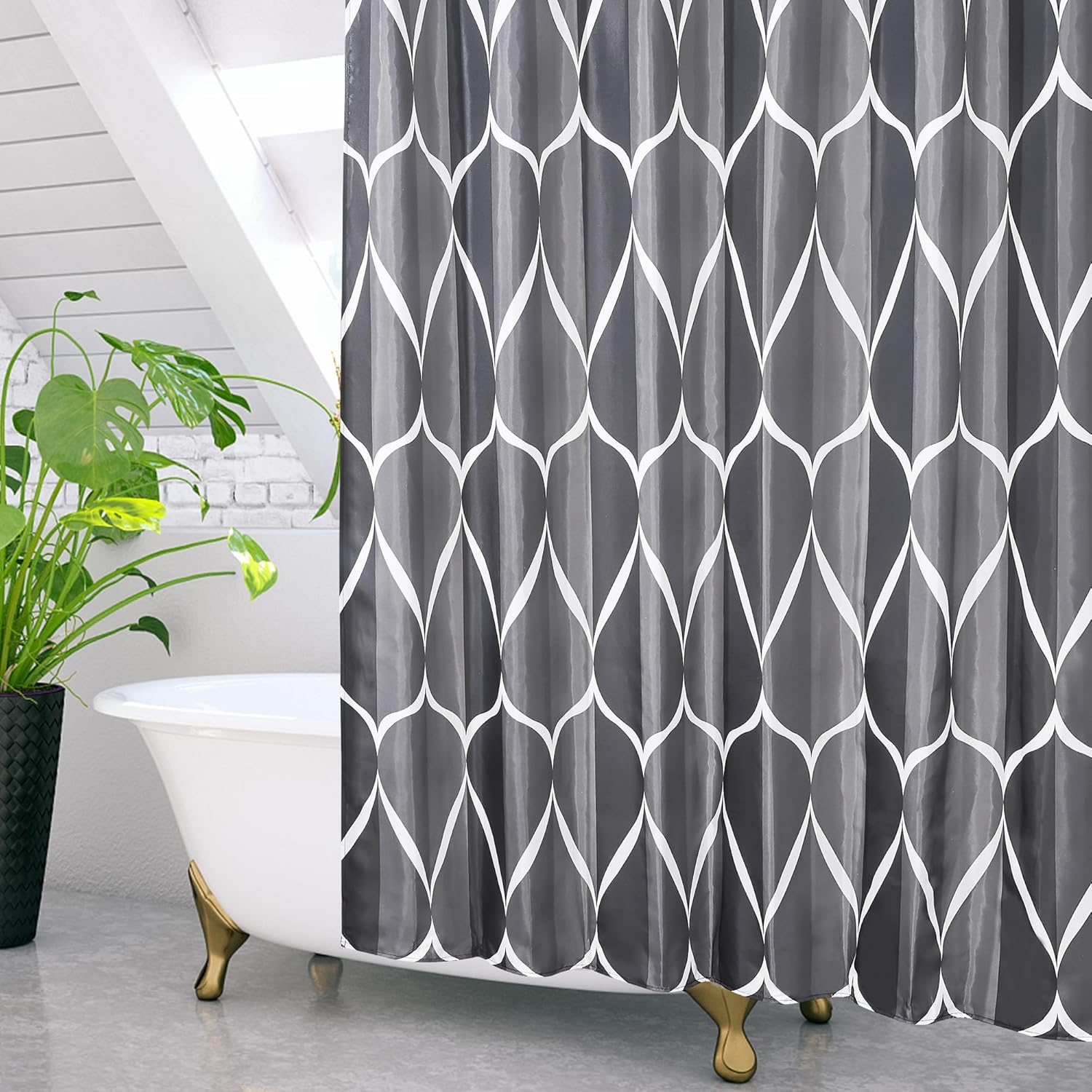 

Gray Simple Waterproof Shower Curtain With 12 Hooks, Suitable For Shower And Bathroom Decorative Shower Curtain, 180X 200Cm, W60H190(CM)-1 Pcs