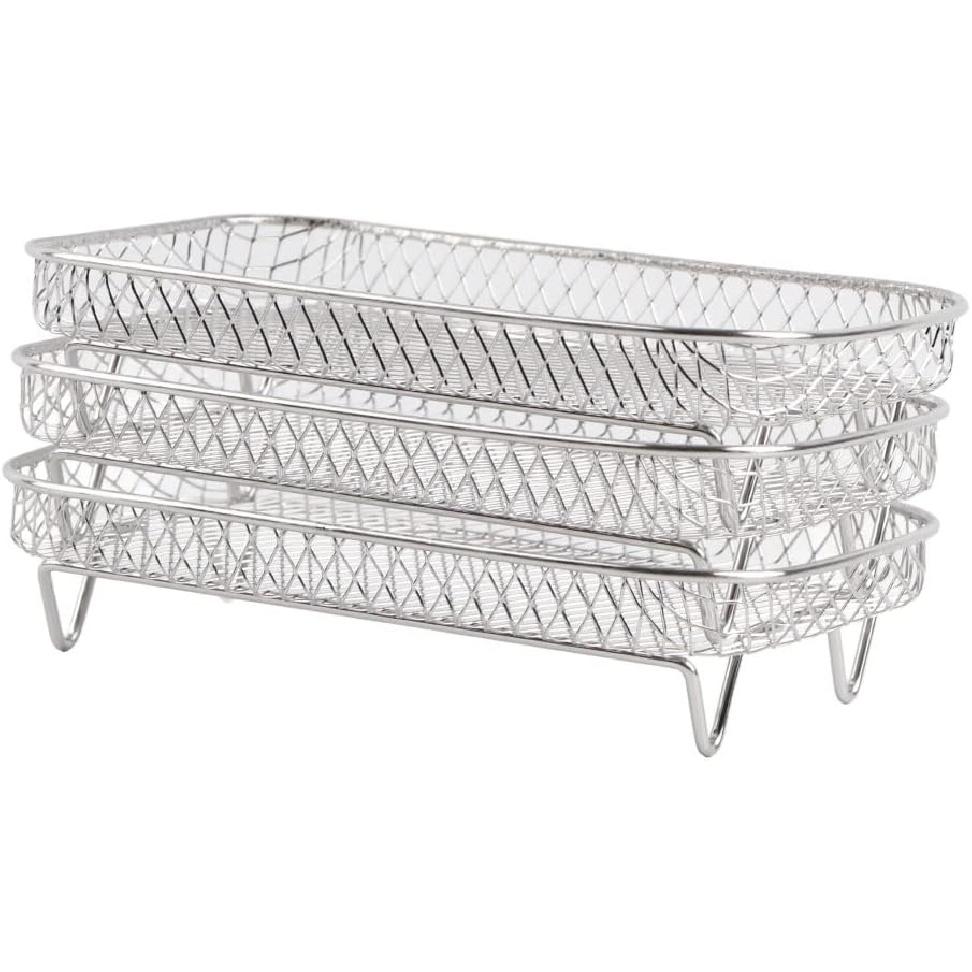 3 Pcs Air Fryer Three Stackable Racks for DZ201 Foodi, Stainless Steel Three Stackable Dehydrator Rack for Nj DZ201 Foodi, MultiLayer Grill Rack,