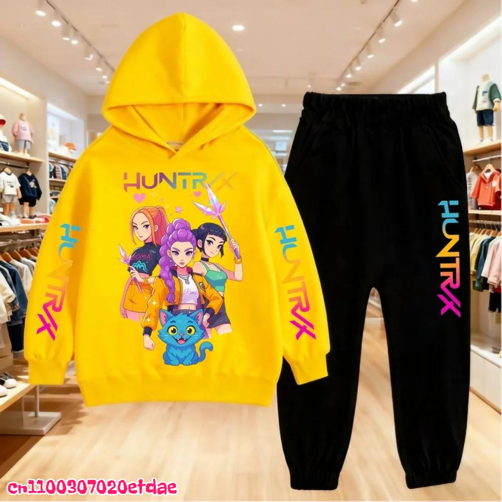 Autumn Winter Children's Hoodie KPop Demon Hunters Clothing Leisure Outerwear Sweatshirt +pants Set Boys Girls Gift