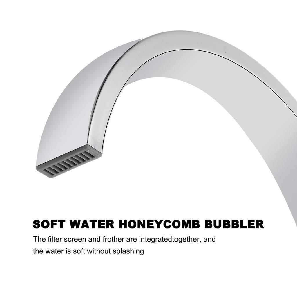 Modern Square Brass Cold & Hot Wster Faucet Swivel Spout Kitchen Sink Taps Basin Sink Mixer Tap 14.1x7.2in