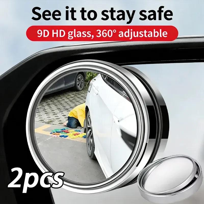 Car rearview mirror, small circular mirror, 360 degree blind spot mirror, high-definition wide-angle reflective auxiliary mirror