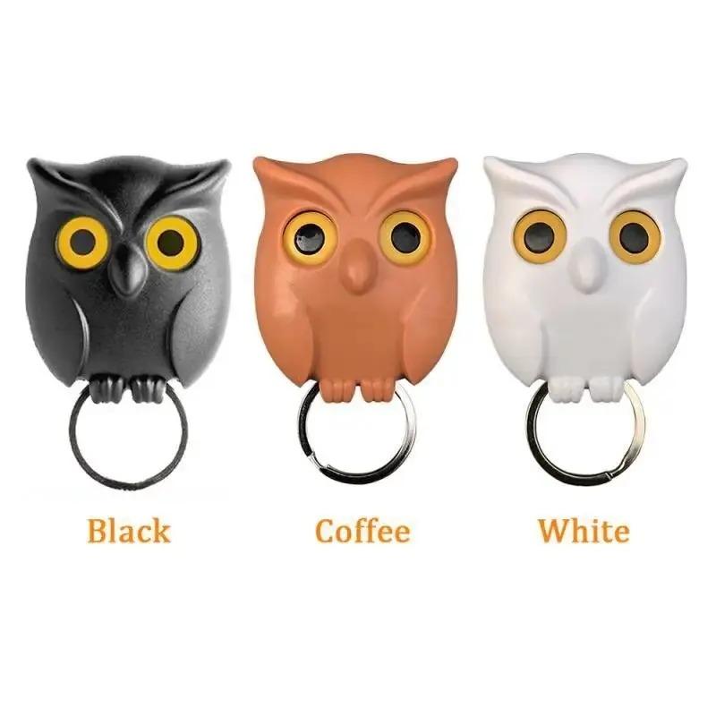 1 Piece Owl Magnetic Key Hook Refrigerator Sticker No Punching Entrance Hall Sticky Hook Door Wall Mounted Key Ring Behind The Door